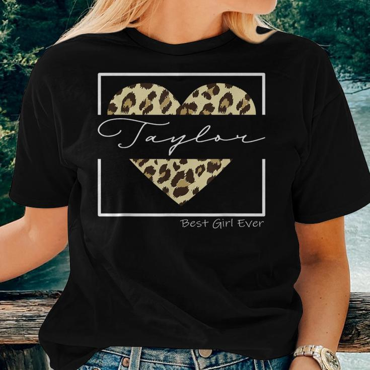 Taylor Best Girl Ever Personalized Leopard Heat Taylor Name Women T-shirt Gifts for Her