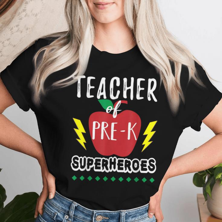 Teacher Of Pre K Superheroes Teacher TeamWomen T-shirt Gifts for Her
