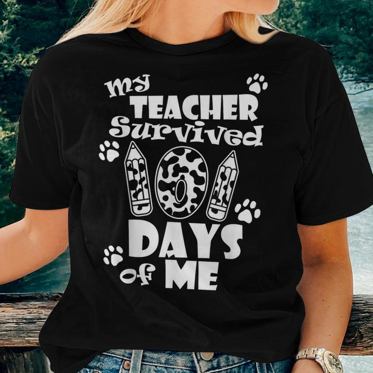 My Teacher Survived 101 Days Of Me School Dalmatian Dog Women T-shirt Gifts for Her
