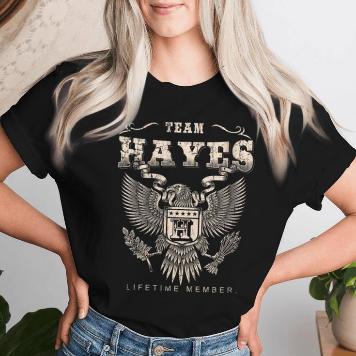 Team Hayes Family Name Lifetime Member Women T-shirt Gifts for Her