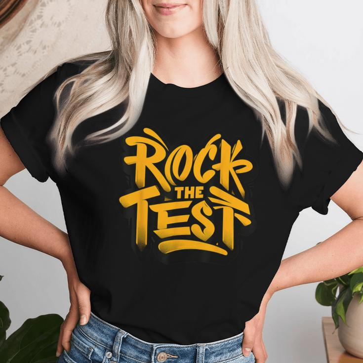 Test Day Rock The Test Motivational Teacher Student Testing Women T-shirt Gifts for Her