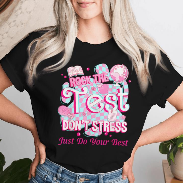 Testing Day Rock The Test Motivational For Teacher Student Women T-shirt Gifts for Her