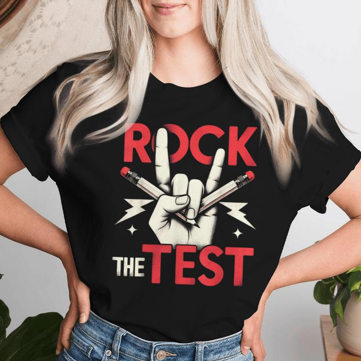 Testing Day Rock The Test Rock Music Teacher Student Women T-shirt Gifts for Her
