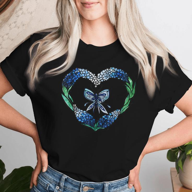 Texas Bluebonnets Blue Butterfly Women T-shirt Gifts for Her