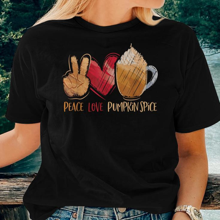 Thanksgiving Fall Peace Love Pumpkin Spice Women T-shirt Gifts for Her