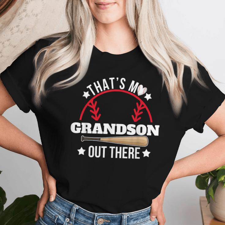 That's My Grandson Out There Baseball Grandma Grandpa's Day Women T-shirt Gifts for Her