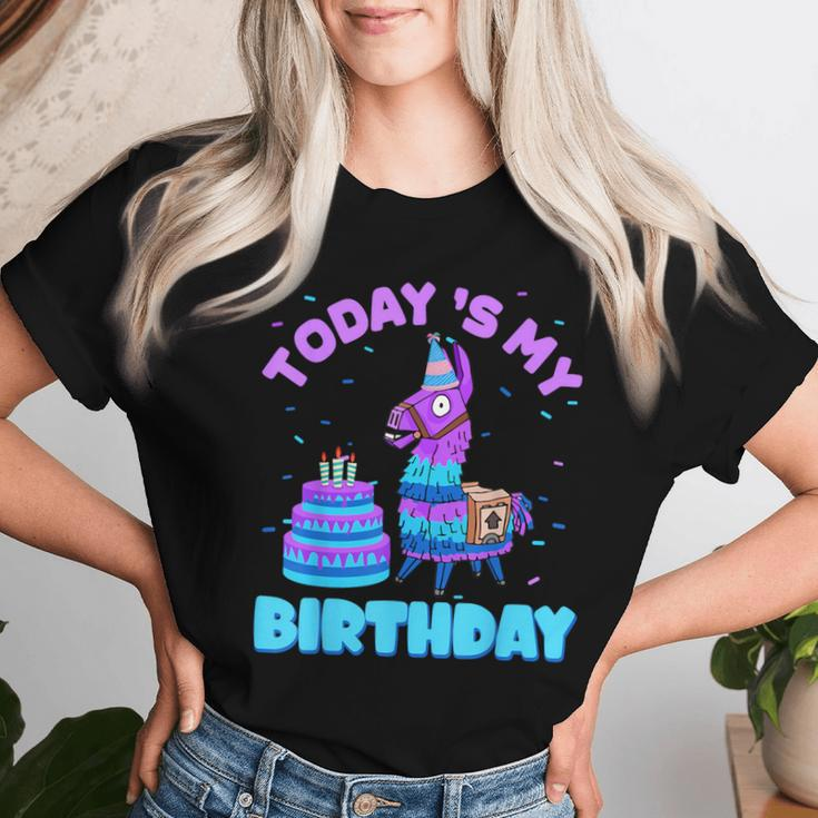 Todays My Birthday Llama Boy Family Party Decorations Women T-shirt Gifts for Her