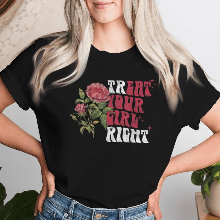 Treat Your Girl Right Groovy Vintage Eat Your Girl Women T-shirt Gifts for Her