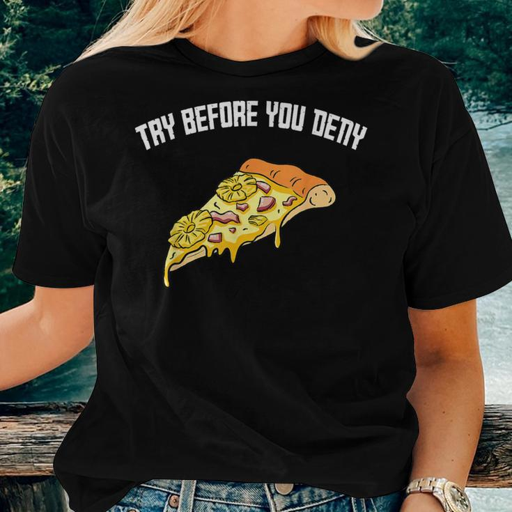 Try Before You Deny Strange Surfer Pineapple Pizza Boy Girl Women T-shirt Gifts for Her
