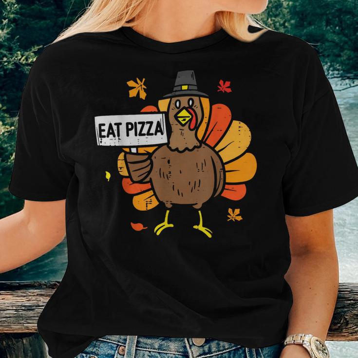 Turkey Eat Pizza Thanksgiving Party Kid Women T-shirt Gifts for Her