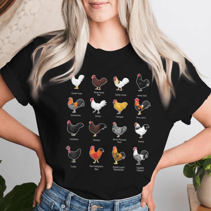 Types Of Chickens Farmer Costume Domestic Chicken Breeds Women T-shirt Gifts for Her