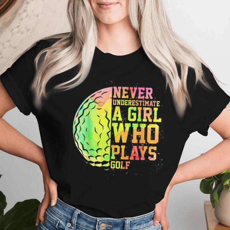 Never Underestimate A Girl Who Plays Golf Sports Lover Women T-shirt Gifts for Her