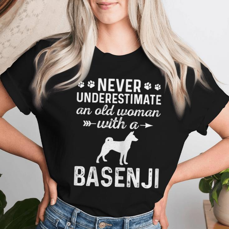 Never Underestimate An Old Woman With Basenji Dog Grandma Women T-shirt Gifts for Her