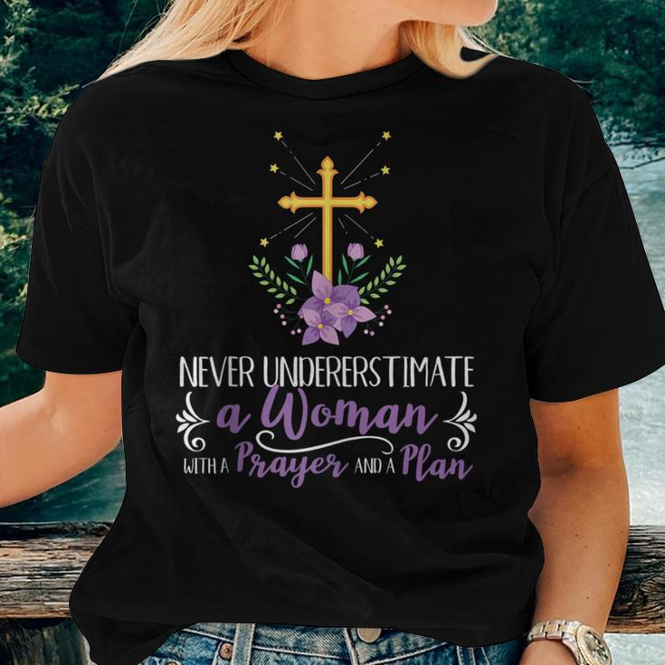Never Underestimate A Woman With A Prayer & A Plan Deaconess Women T-shirt Gifts for Her