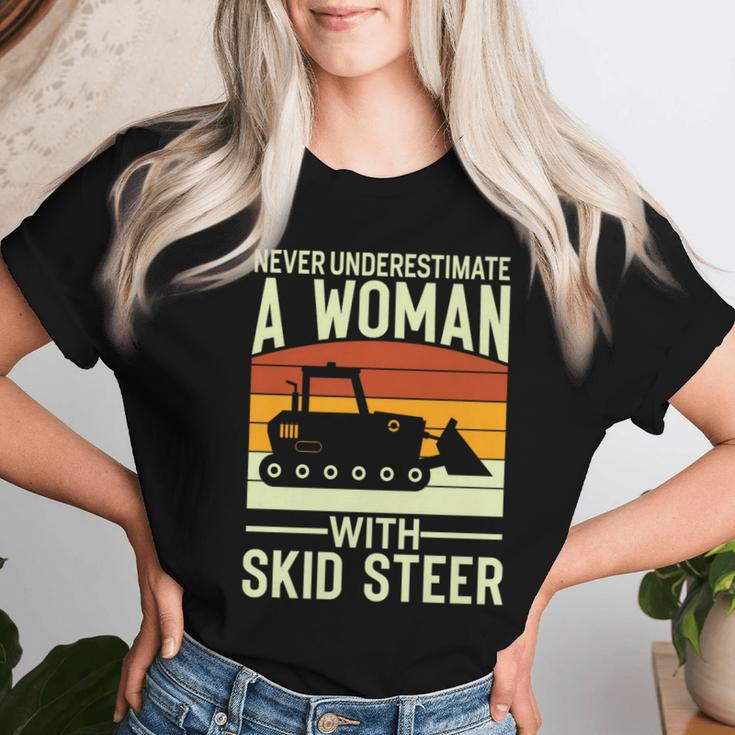 Never Underestimate A Woman With A Skid Sr Construction Women T-shirt Gifts for Her