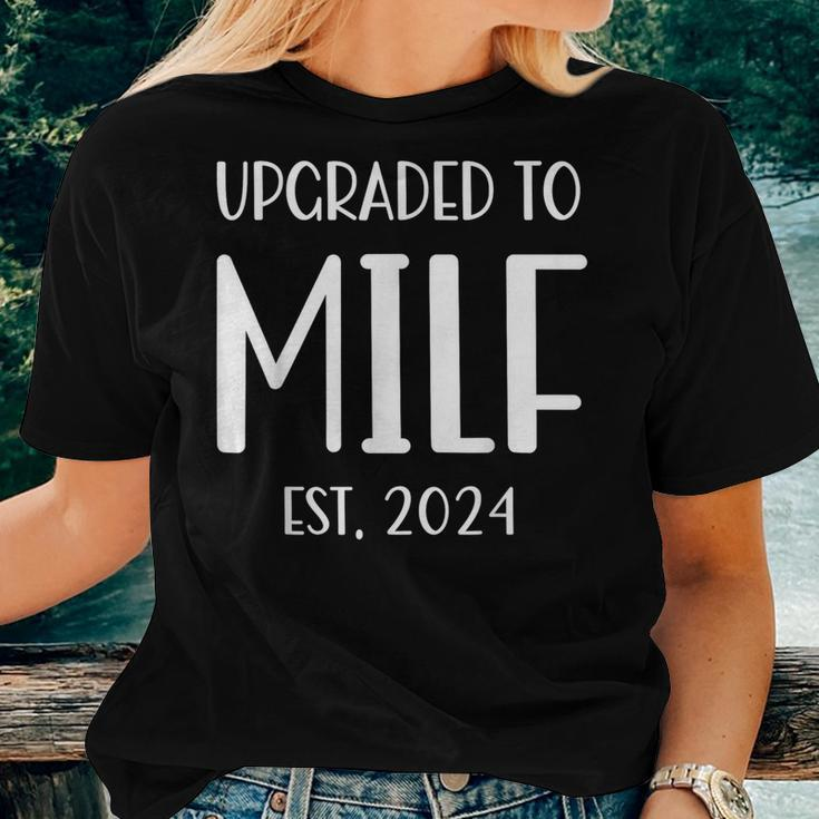 Upgraded To Milf Est 2024 Soon To Be Mom Womens Women T-shirt Gifts for Her