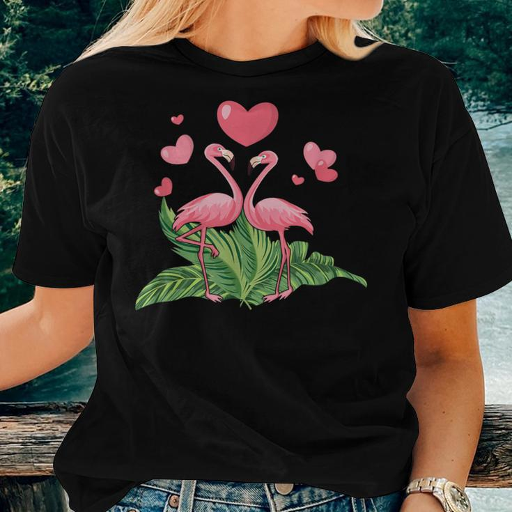 Valentine's Day Flamingo Couple 14Th February Heart Day Women T-shirt Gifts for Her