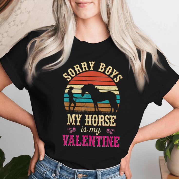 Valentines Day Girls Sorry Boys My Horse Is My Valentine Women T-shirt Gifts for Her