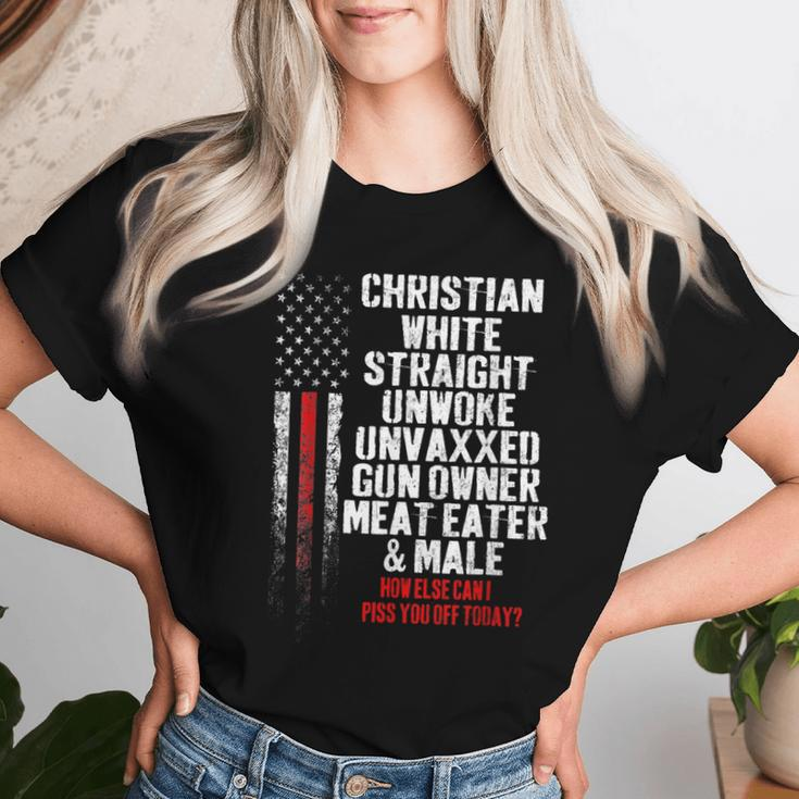 Vintage Christian White Straight Unwoke Unvaxxed Gun Owner Women T-shirt Gifts for Her