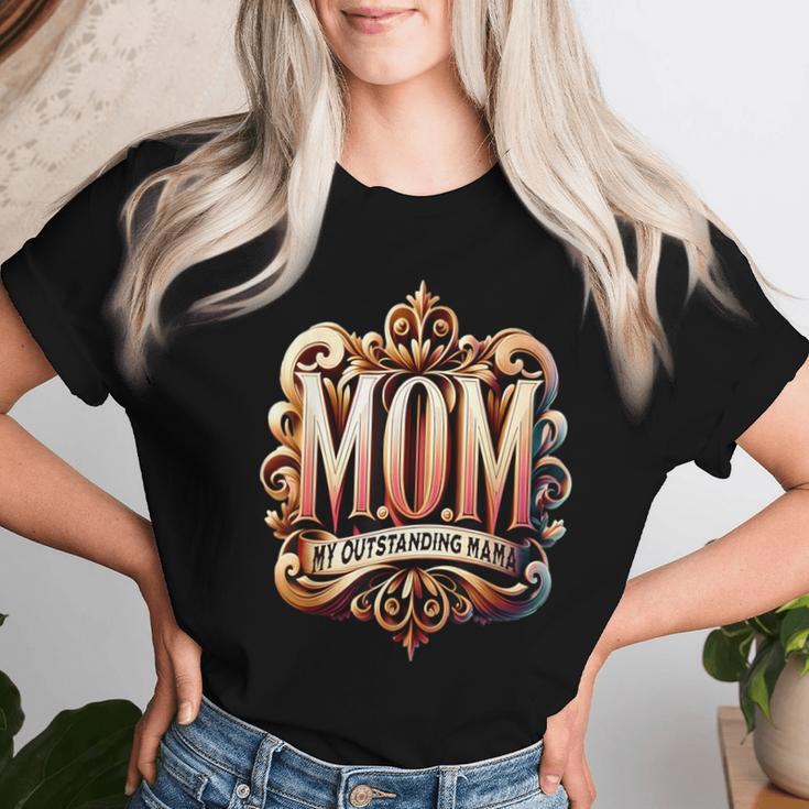 Vintage Ornate Mom My Outstanding Mama Elegant Typography Women T-shirt Gifts for Her