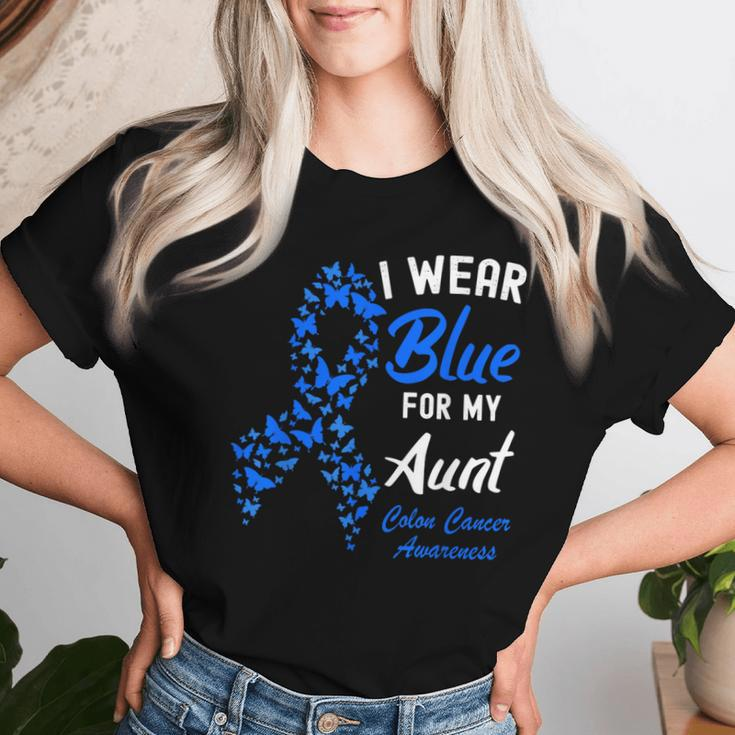 I Wear Blue For My Aunt Colorectal Colon Cancer Awareness Women T-shirt Gifts for Her