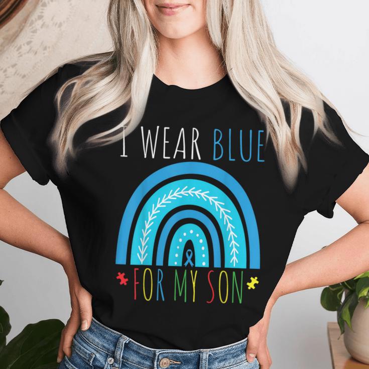 I Wear Blue Autism Awareness Month Unterstützungsgeschenke Für Sohn Mama Und Papa T-shirt Frauen Geschenke für Sie