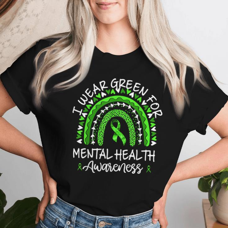 I Wear Green For Mental Health Awareness Month Rainbow Women T-shirt Gifts for Her