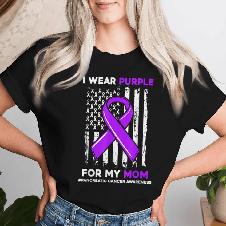 I Wear Purple For My Mom Mother Pancreatic Cancer Awareness Women T-shirt Gifts for Her