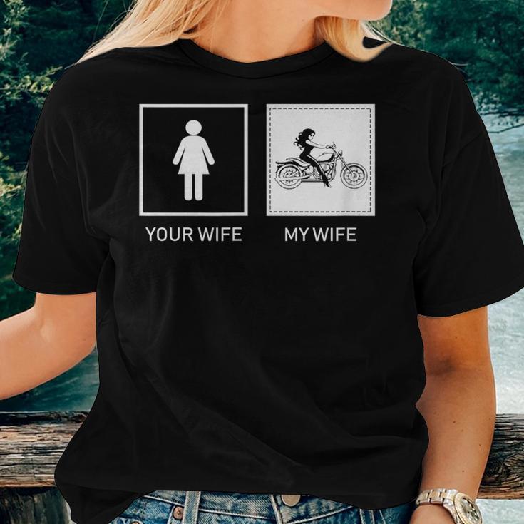 Your Wife My Wife On A Motorcycle Women T-shirt Gifts for Her