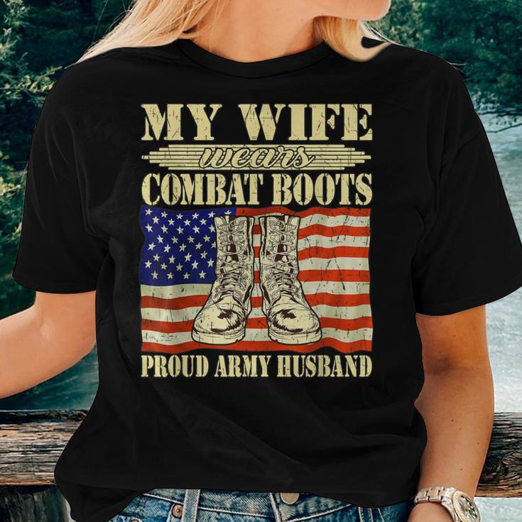 My Wife Wears Combat Boots Military Proud Army Husband Women T-shirt Gifts for Her