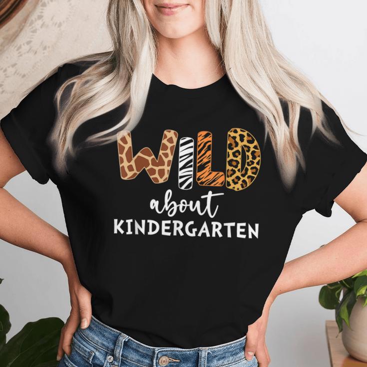 Wild About Kindergarten Teacher Students Back To School Women T-shirt Gifts for Her