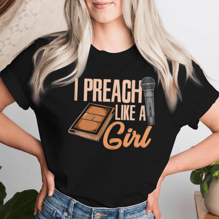 Woman Pastor Female Preacher I Preach Like A Girl Women T-shirt Gifts for Her