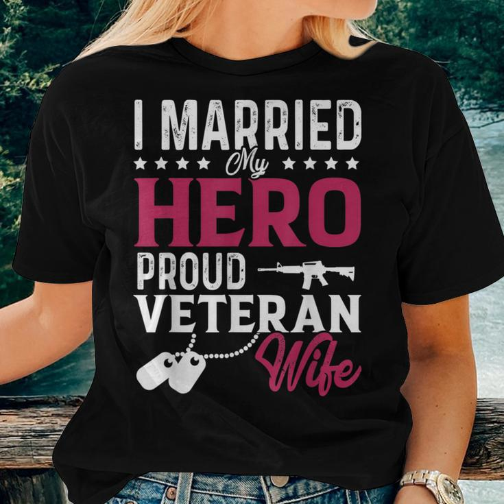 Womans I Married My Hero Proud Veteran Wife Veteran's Day Women T-shirt Gifts for Her