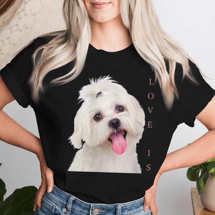 Women's Bichon Maltese Dog Mum Dad Puppy Bichon Frise Malta With-Neck T-shirt Frauen Geschenke für Sie