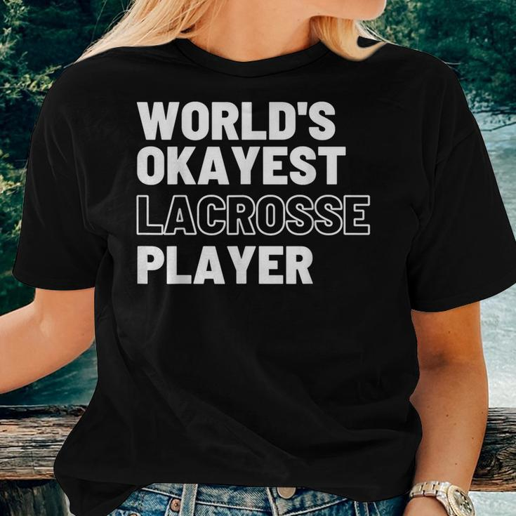 World's Okayest Lacrosse Player Sports Sarcastic Women T-shirt Gifts for Her