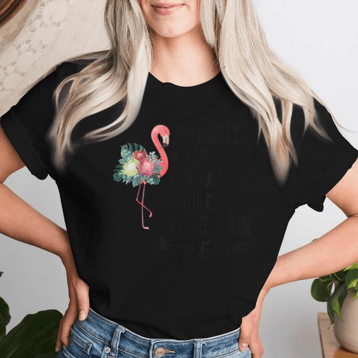 Wrinkles Only Go Where Smiles Have Been Jimmy Flamingo Women Women T-shirt Gifts for Her