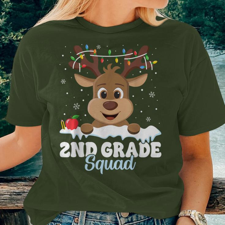 2Nd Grade Teacher Christmas Second Grade Squad Reindeer Xmas Women T-shirt Gifts for Her