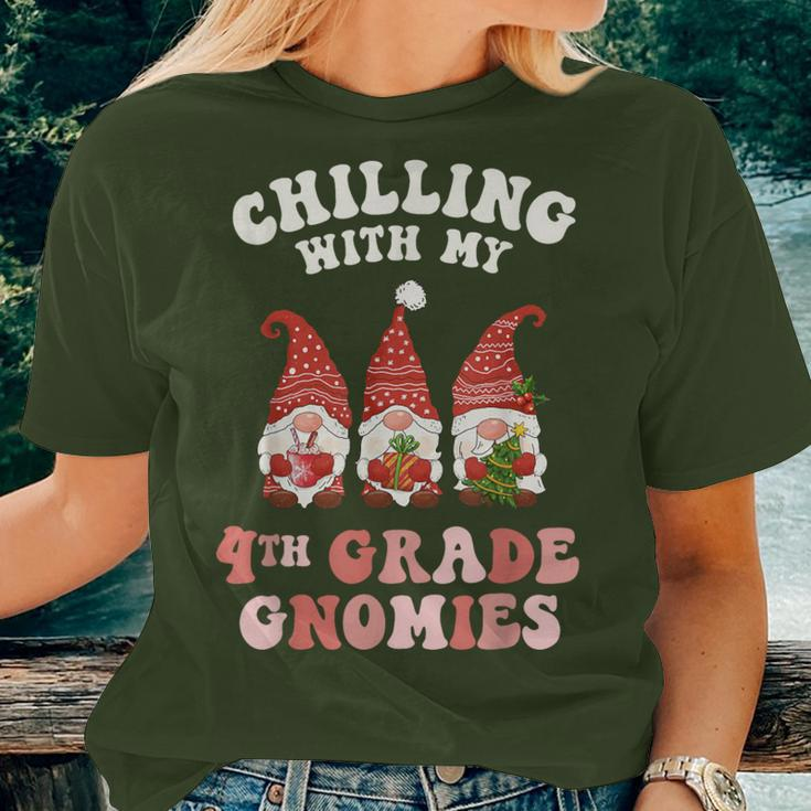 4Th Grade Teacher Christmas Chilling With My Gnomies Fourth Women T-shirt Gifts for Her