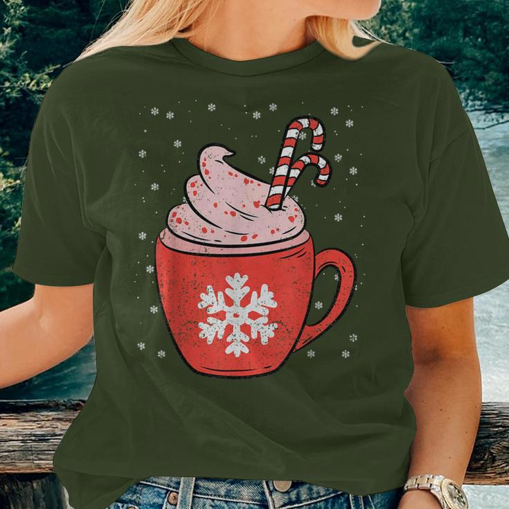 Coffee Candy Cane Christmas Pajama X-Mas Snowflakes Women T-shirt Gifts for Her