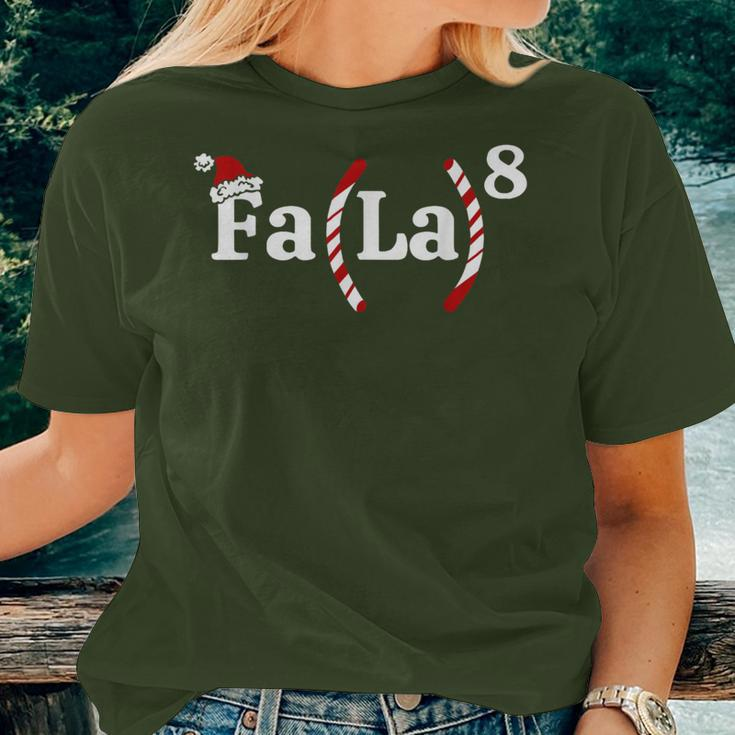 Fa La 8 Christmas Math Teacher Santa Hat Xmas Pajamas Women T-shirt Gifts for Her