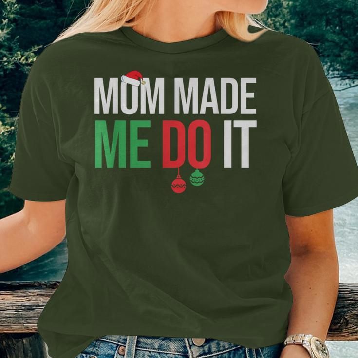 Family Christmas Pajamas Matching Mom Made Me Do It Women T-shirt Gifts for Her