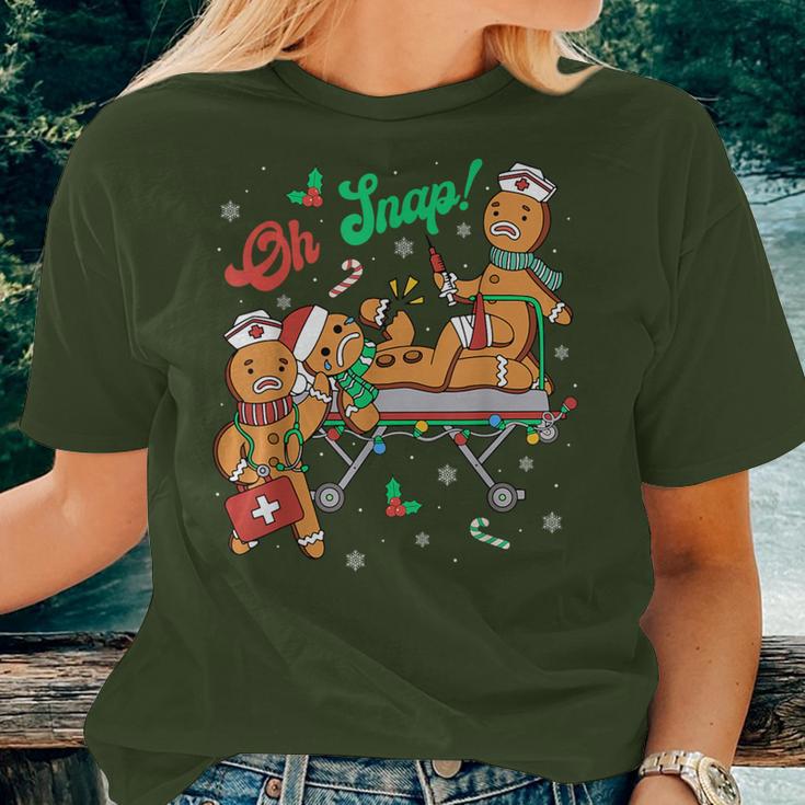 Groovy Oh Snap Gingerbreads Nurse Christmas Nurse Crew Pjs Women T-shirt Gifts for Her