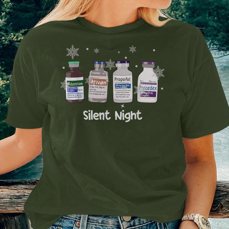 Retro Silent Night Icu Nurse Christmas Intensive Care Unit Women T-shirt Gifts for Her