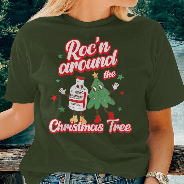 Roc'n Around The Christmas Tree Er Ed Rn Pacu Icu Nurse Xmas Women T-shirt Gifts for Her