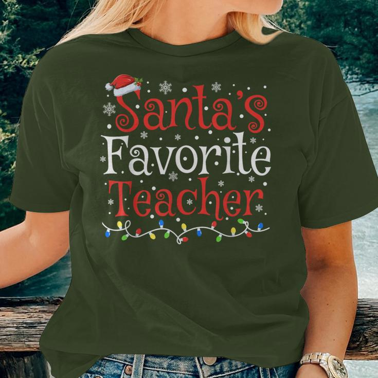 Santa's Favorite Teacher Xmas Santa Christmas Teacher Women T-shirt Gifts for Her