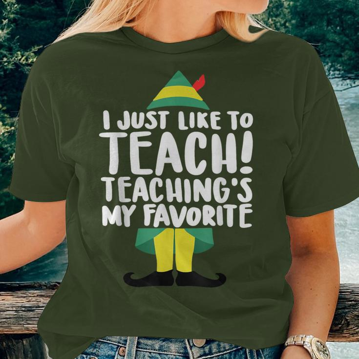 Teacher Elf Christmas I Just Like To Teach Teacher Women T-shirt Gifts for Her