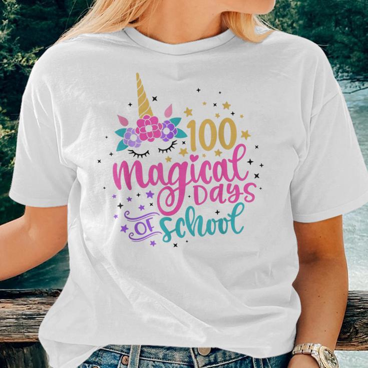 100Th Day Of School Unicorn 100 Magical Days Teacher Girls Women T-shirt Gifts for Her