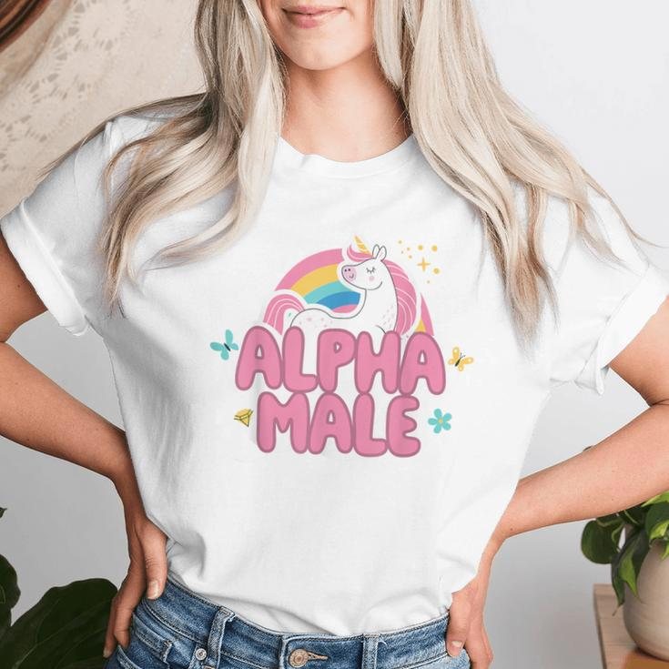 Alpha Male Unicorn Rainbow Ironic Sarcastic Humor Women T-shirt Gifts for Her