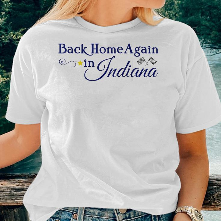 Back Home Again Indiana Checkered FlagWomen T-shirt Gifts for Her