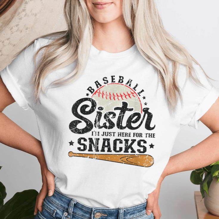 Baseball Sister I'm Just Here For The Snacks Baseball Women T-shirt Gifts for Her